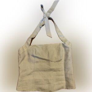 The Reformation Malika Sage Green Linen Halter